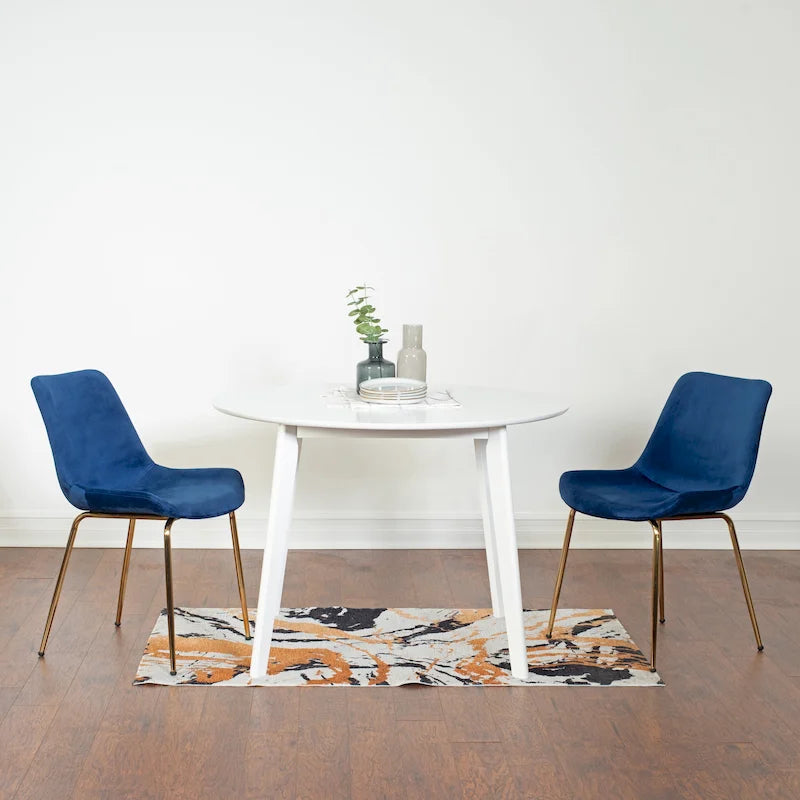 Ensemble de salle à manger contemporain Aufurr, table ronde blanche et 2 chaises