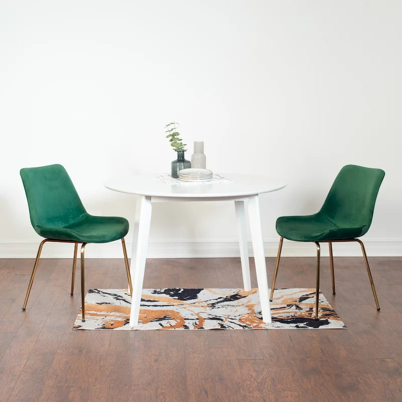 Ensemble de salle à manger contemporain Aufurr, table ronde blanche et 2 chaises