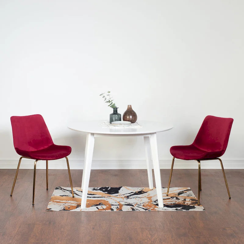 Ensemble de salle à manger contemporain Aufurr, table ronde blanche et 2 chaises