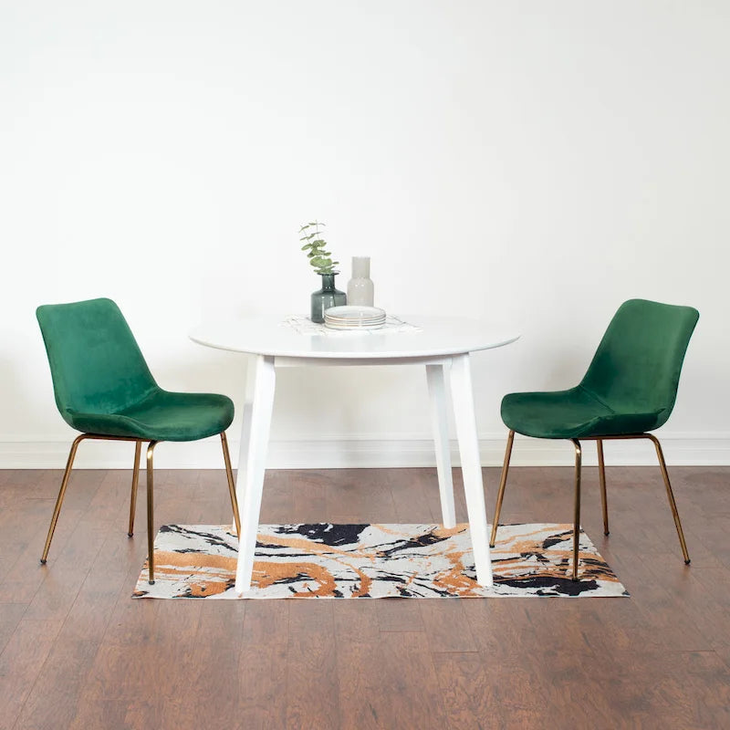Ensemble de salle à manger contemporain Aufurr, table ronde blanche et 2 chaises