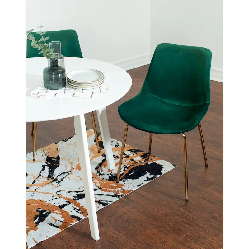 Ensemble de salle à manger contemporain Aufurr, table ronde blanche et 2 chaises
