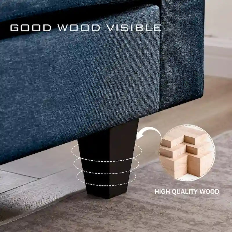 Canapé modulable en forme de L avec pouf de rangement et pochettes latérales pour le salon