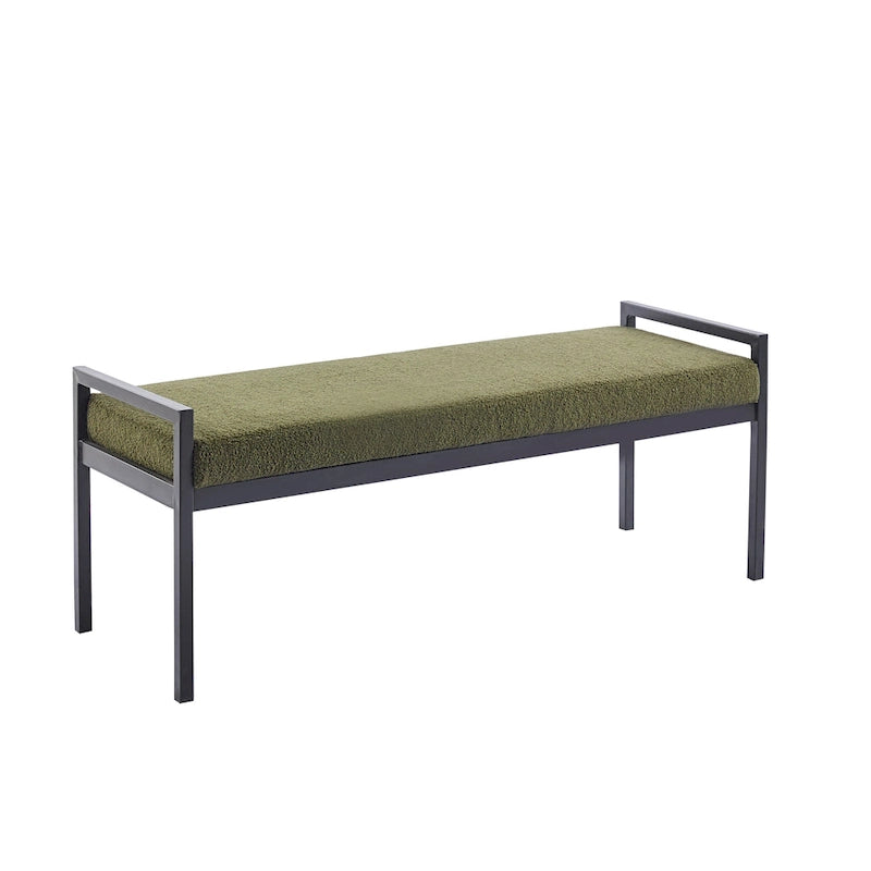 Banc rembourré en tissu Rue Teddy avec pieds en acier