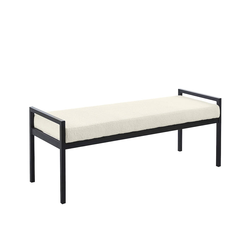 Banc rembourré en tissu Rue Teddy avec pieds en acier