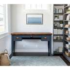 Bureau Nantucket de 53 pouces, aucun assemblage requis, finition bleu denim et whiskey