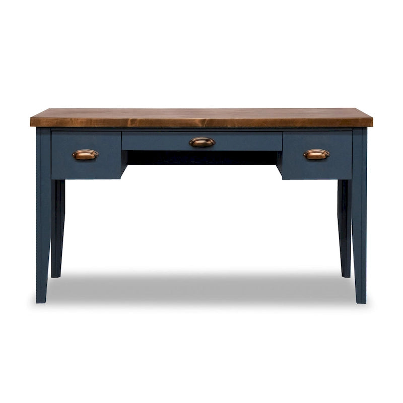 Bureau Nantucket de 53 pouces, aucun assemblage requis, finition bleu denim et whiskey
