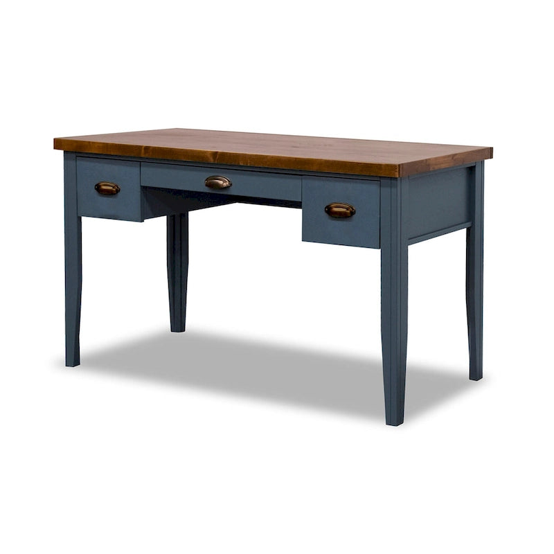Bureau Nantucket de 53 pouces, aucun assemblage requis, finition bleu denim et whiskey