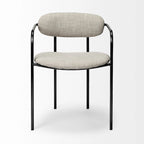 Chaise de salle à manger Parker avec assise en tissu beige et structure en métal gris fusil – 21.5L x 21.1P x 28.7H
