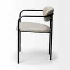 Chaise de salle à manger Parker avec assise en tissu beige et structure en métal gris fusil – 21.5L x 21.1P x 28.7H