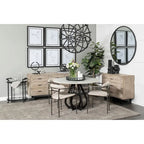 Chaise de salle à manger Parker avec assise en tissu beige et structure en métal gris fusil – 21.5L x 21.1P x 28.7H