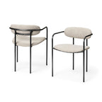 Chaise de salle à manger Parker avec assise en tissu beige et structure en métal gris fusil – 21.5L x 21.1P x 28.7H