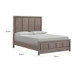 Lit King Size Sea, design moderne rustique, tête de lit à panneaux, bois marron