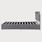 Cadre de lit plateforme grand format avec 4 tiroirs de rangement