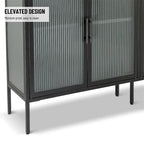 Élégant meuble à 4 portes en verre trempé avec 4 portes vitrées et étagère réglable