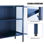 Élégant meuble à 4 portes en verre trempé avec 4 portes vitrées et étagère réglable