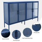 Élégant meuble à 4 portes en verre trempé avec 4 portes vitrées et étagère réglable