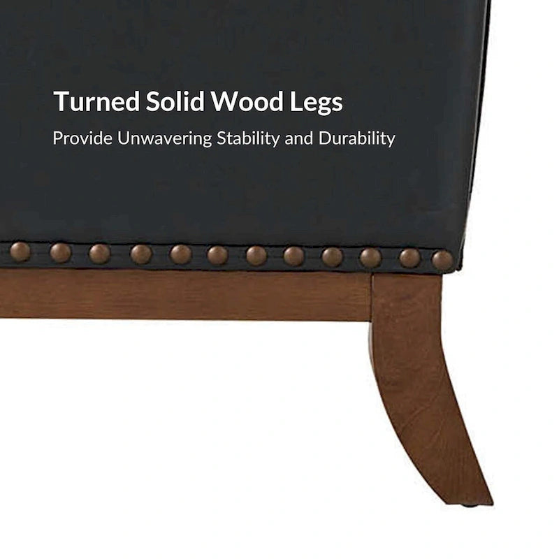Fauteuil Lourdes en cuir véritable avec structure en bois massif et coussin d'assise amovible