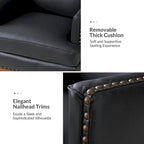 Fauteuil Lourdes en cuir véritable avec structure en bois massif et coussin d'assise amovible