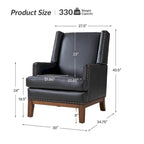 Fauteuil Lourdes en cuir véritable avec structure en bois massif et coussin d'assise amovible
