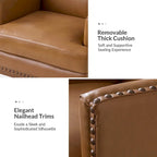 Fauteuil Lourdes en cuir véritable avec structure en bois massif et coussin d'assise amovible