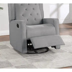 Fauteuil inclinable pivotant contemporain en polyfibre 1 pièce, mouvement manuel, dossier à oreilles, coussin capitonné, mobilier de salon, fauteuil à bascule