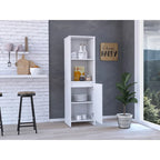 Garde-manger de cuisine Feery, Armoire à porte unique, Étagères intérieures et extérieures, Finition blanche