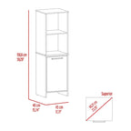 Garde-manger de cuisine Feery, Armoire à porte unique, Étagères intérieures et extérieures, Finition blanche