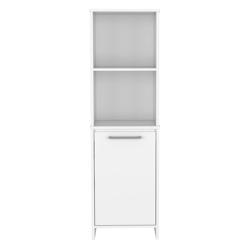 Garde-manger de cuisine Feery, Armoire à porte unique, Étagères intérieures et extérieures, Finition blanche