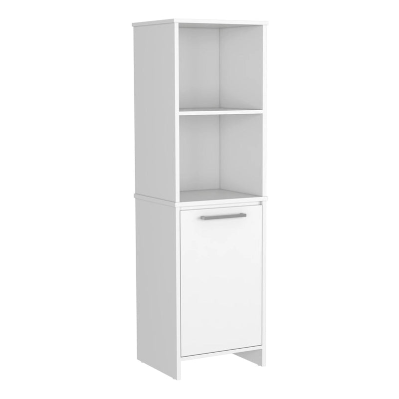 Garde-manger de cuisine Feery, Armoire à porte unique, Étagères intérieures et extérieures, Finition blanche