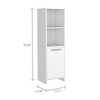 Garde-manger de cuisine Feery, Armoire à porte unique, Étagères intérieures et extérieures, Finition blanche