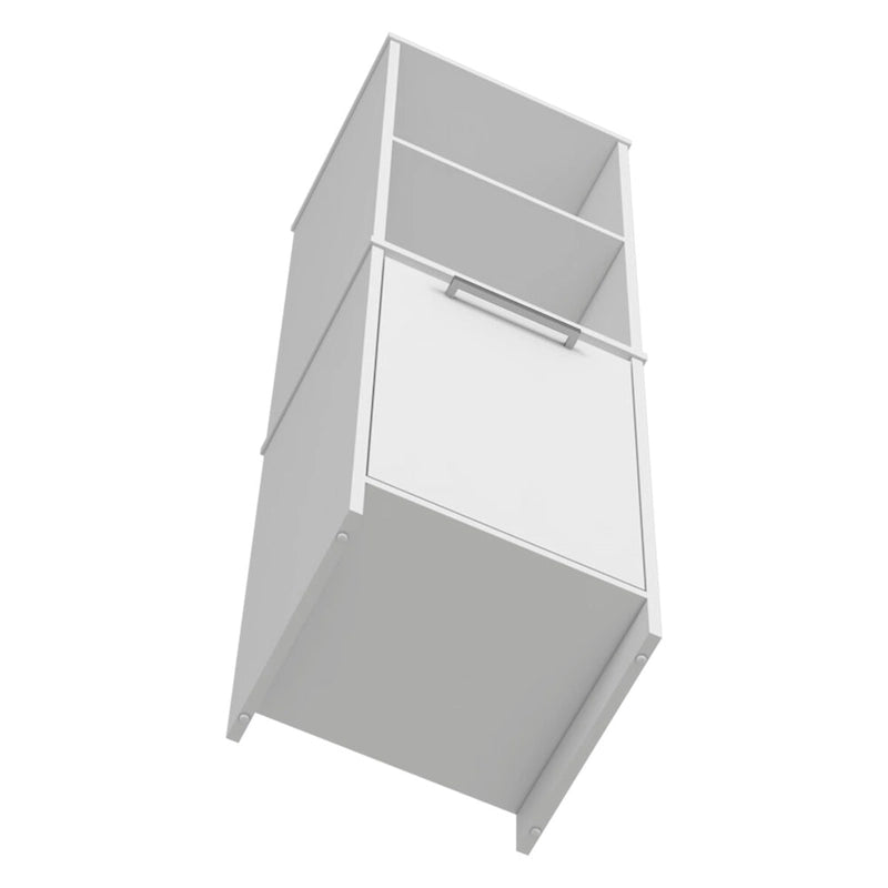 Garde-manger de cuisine Feery, Armoire à porte unique, Étagères intérieures et extérieures, Finition blanche