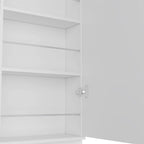 Meuble à chaussures Chimg, Miroir, Cinq étagères intérieures, Armoire à une porte, Finition blanche