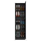 Meuble à chaussures Chimg, Miroir, Cinq étagères intérieures, Armoire à une porte, Finition blanche