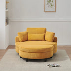 Fauteuil en velours côtelé avec pouf, 2 coussins décoratifs et 1 coussin lombaire