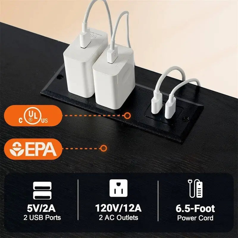 Table d'appoint étroite avec station de charge - 39P x 30L x 58H