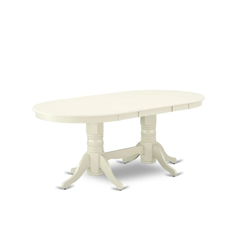 Ensemble de salle à manger 9 pièces - Table ovale et 8 chaises en tissu Shitake Lin, Blanc Lin