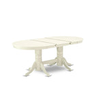 Ensemble de salle à manger 9 pièces - Table ovale et 8 chaises en tissu Shitake Lin, Blanc Lin