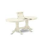 Ensemble de salle à manger 9 pièces - Table ovale et 8 chaises en tissu Shitake Lin, Blanc Lin
