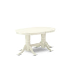 Ensemble de salle à manger 9 pièces - Table ovale et 8 chaises en tissu Shitake Lin, Blanc Lin