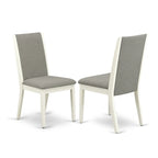 Ensemble de salle à manger 9 pièces - Table ovale et 8 chaises en tissu Shitake Lin, Blanc Lin
