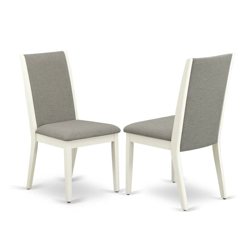 Ensemble de salle à manger 9 pièces - Table ovale et 8 chaises en tissu Shitake Lin, Blanc Lin