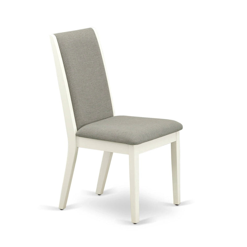 Ensemble de salle à manger 9 pièces - Table ovale et 8 chaises en tissu Shitake Lin, Blanc Lin