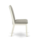 Ensemble de salle à manger 9 pièces - Table ovale et 8 chaises en tissu Shitake Lin, Blanc Lin