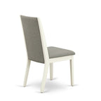 Ensemble de salle à manger 9 pièces - Table ovale et 8 chaises en tissu Shitake Lin, Blanc Lin