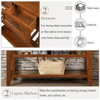 Table console de canapé avec 2 tiroirs de rangement et 2 étagères à niveaux, buffet en bois de 42 pouces pour salon, cuisine, entrée, couloir