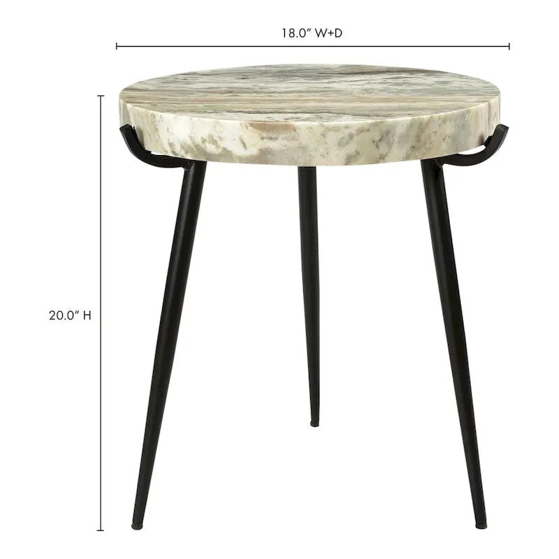 Table d'appoint Macari moderne avec plateau en marbre – 45,7 L x 45,7 P x 50,8 H cm