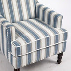 Fauteuil en lin à rayures bleues et blanches