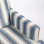 Fauteuil en lin à rayures bleues et blanches