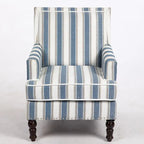 Fauteuil en lin à rayures bleues et blanches