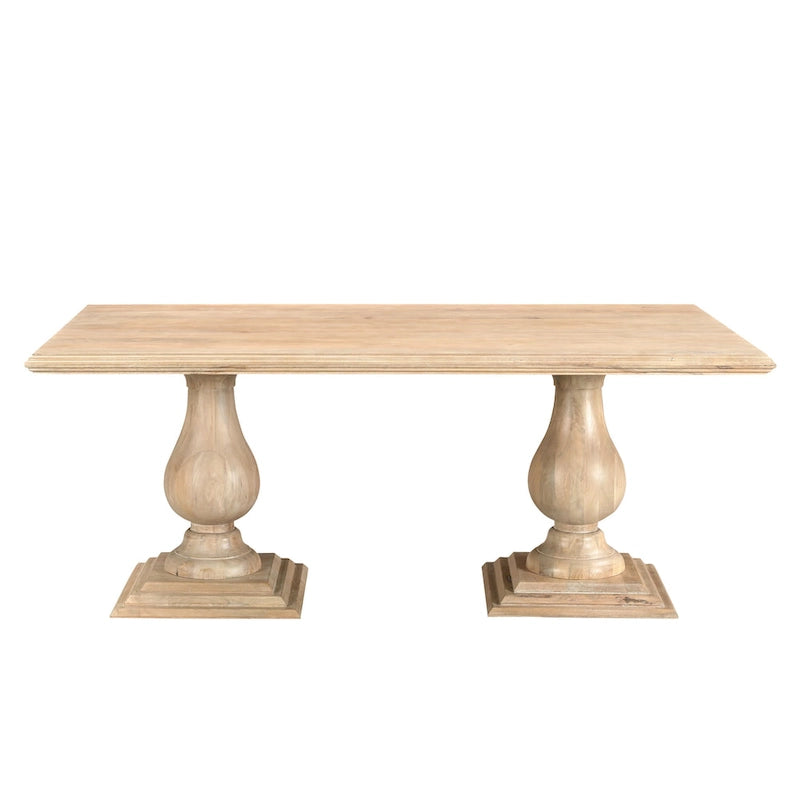 Table à manger Willow à double piédestal en bois massif